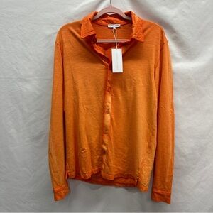 Cotton Citizen Mens Sunset Orange Presley Button Down Long Sleeved Shirt Size S